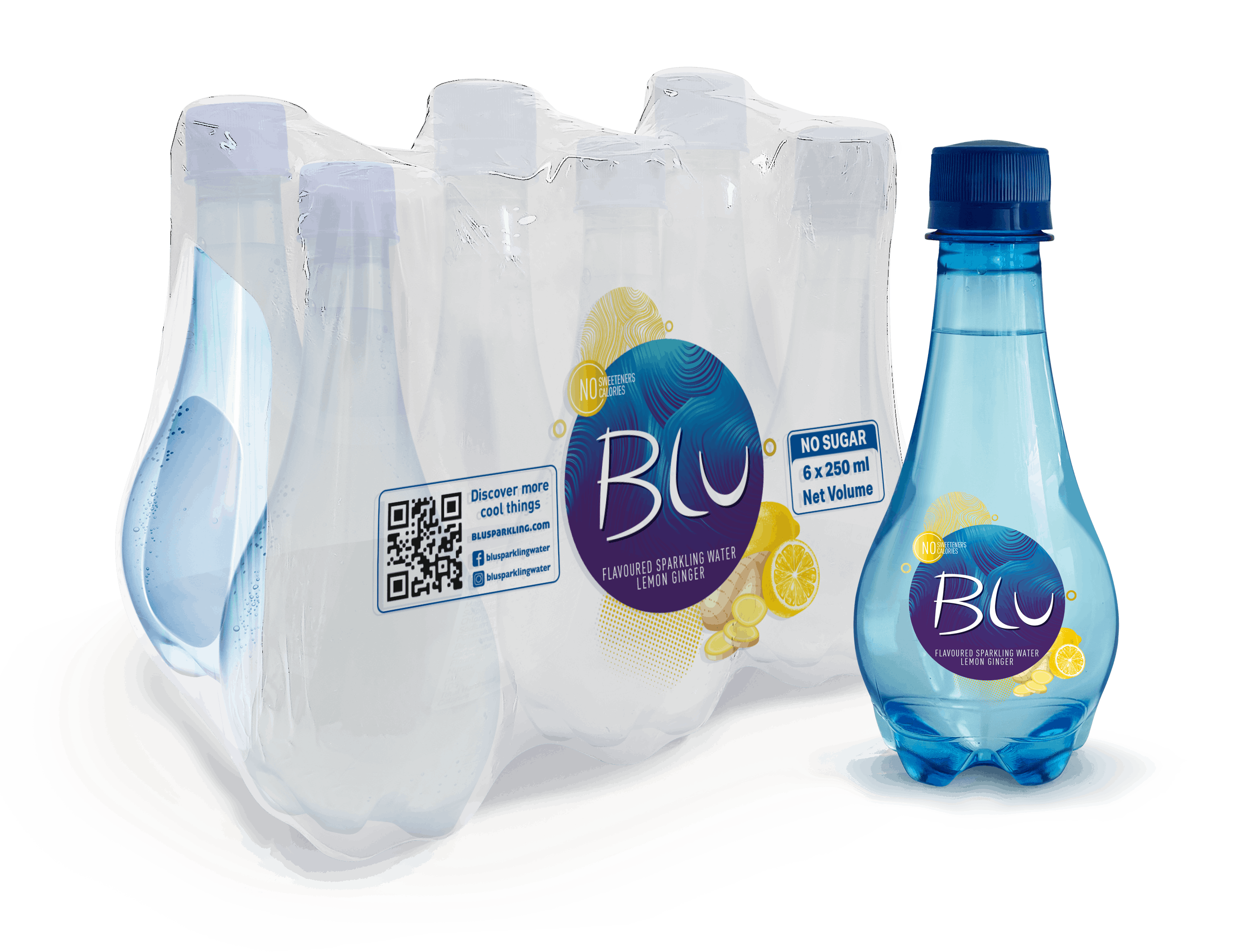 Blu Sparkling Lemon & Ginger 250 ml - Pack of 6