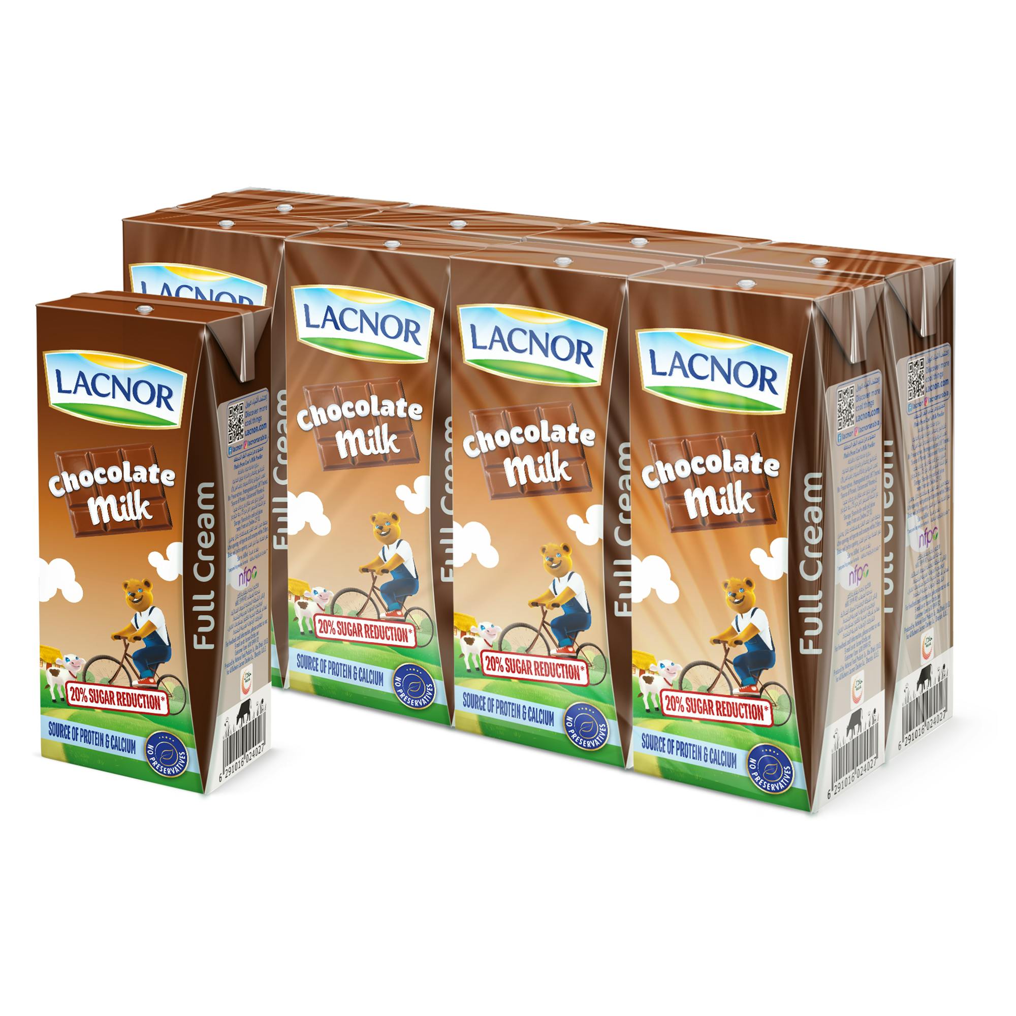 Lacnor Long Life Chocolate Milk 180ml - Pack of 8