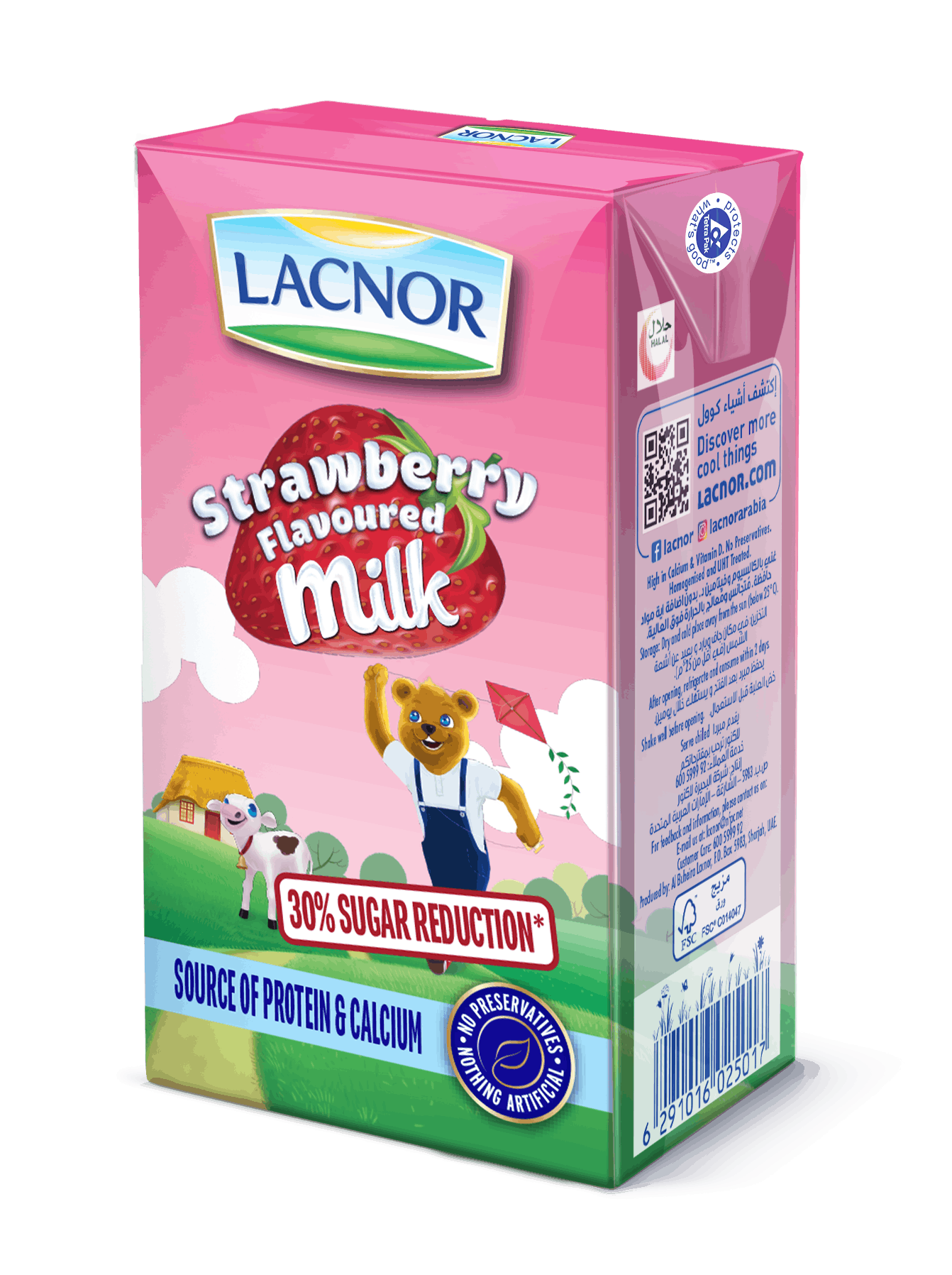 Lacnor Long Life Milk Strawberry 125ml - Carton of 24 Pcs ( 4 Packs x 6)