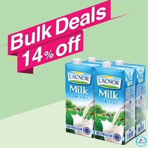 Bulk Offer Lacnor Long Life Low Fat Milk 1L Pack of 4 (Bundle of 7 Packs)