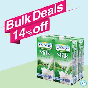 Bulk Offer Lacnor Long Life Skimmed Milk 1L Pack of 4 (Bundle of 7 Packs)