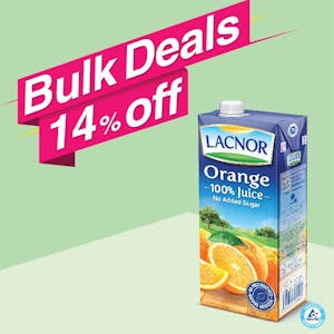 Bulk Offer Lacnor 100 % Long Life Orange Juice 1L (Bundle of 5 Pieces)