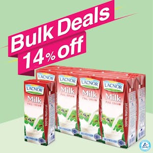 Bulk Offer Lacnor Long Life Full Cream Milk 180ml Pack of 8  (Bundle of 7 Packs)