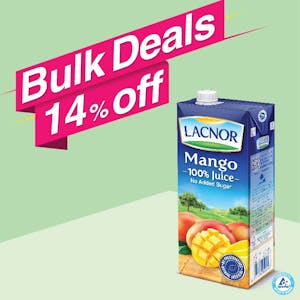 Bulk Offer Lacnor 100 % Long Life Mango 1L  (Bundle of 7 pcs)