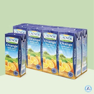 Lacnor 100 % Long Life Orange Juice 180ml - Pack of 8
