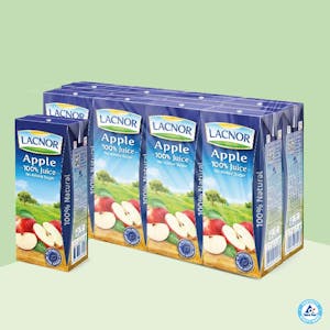 Lacnor 100% Long Life Apple Juice 180ml - Pack of 8