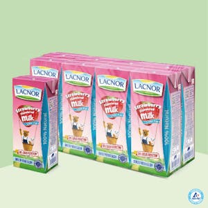 Lacnor Long Life Strawberry Milk 180 ml - Pack of 8