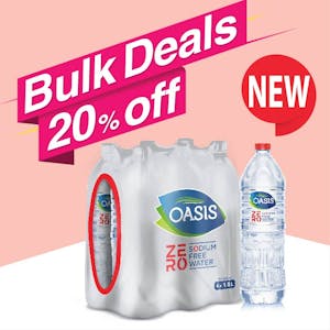 Bulk Offer Oasis Zero 1.5 Litre – Pack of 6 bottles (Bundle of  4 Packs)