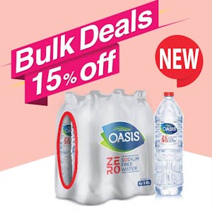Bulk Offer Oasis Zero 1.5 Litre – Pack of 6 bottles (Bundle of  4 Packs)