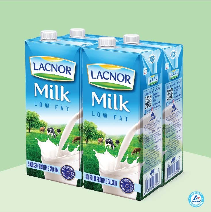 Lacnor Long Life Milk Low Fat 1L - Pack of 4