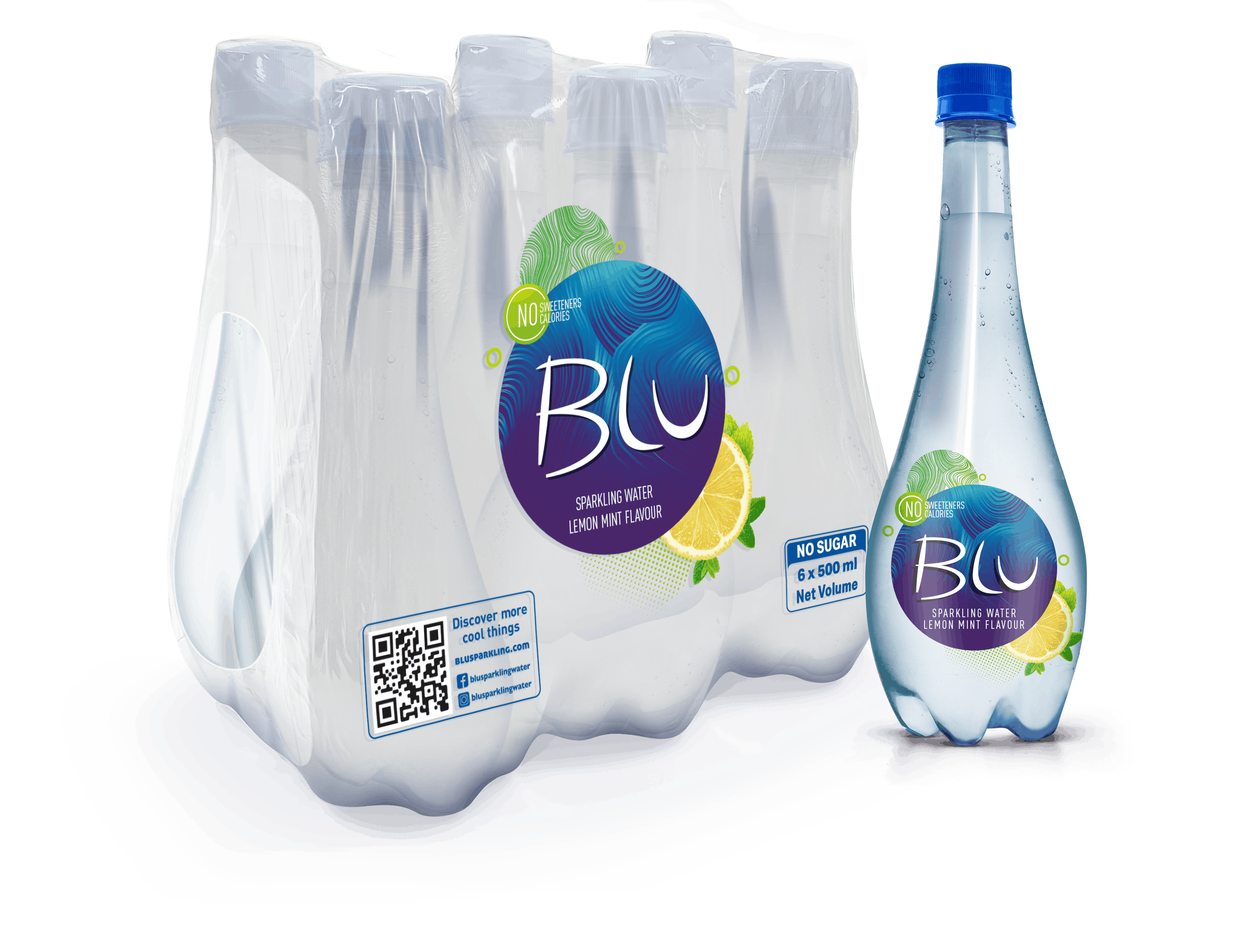 Blu Sparkling Lemon & Mint 500 ml - Pack of 6