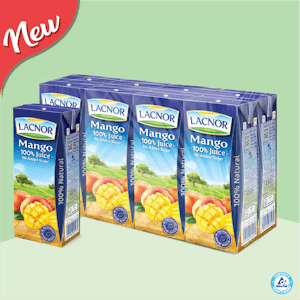 Lacnor 100% Long Life Juice Mango 180ml - Pack of 8