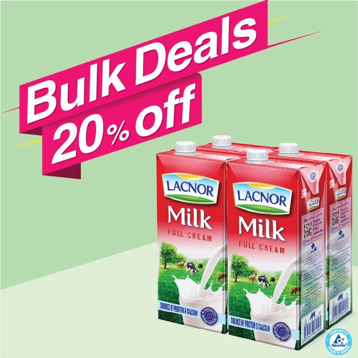 Bulk Offer Lacnor Long Life Full Cream Milk 1L Pack of 4  (Bundle of 4 Packs)