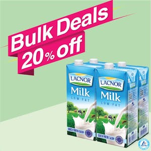 Bulk Offer Lacnor Long Life Low Fat Milk 1L Pack of 4 (Bundle of 4 Packs)