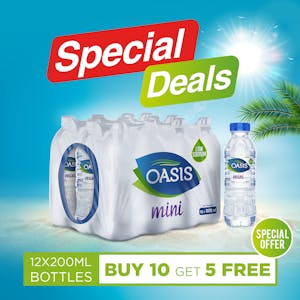 Special Deal Oasis Still 200 ml Pack of 12 (Buy 10 Packs + Get 5 Pack Free)