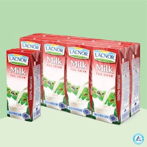 Lacnor Long Life Full Cream Milk 180ml -  Pack of 8