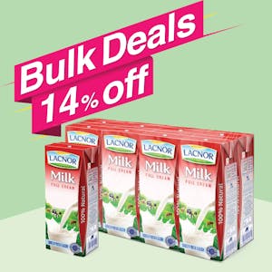 Bulk Offer Lacnor Long Life Full Cream Milk 180ml Pack of 8  (Bundle of 5 Packs)